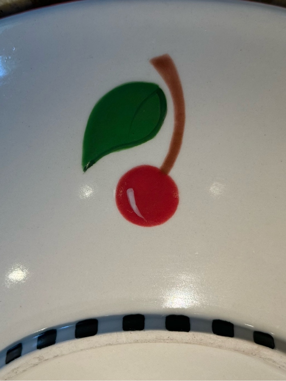 Mary Engelbreit Round Cherry Red White Extra Large Serving Bowl 2002 Michel 12” - Picture 4 of 7